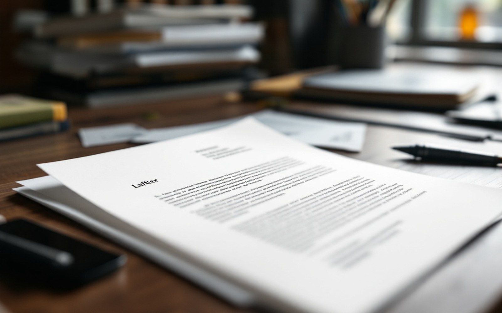 A determination letter from a tax authority on headed paper, open on a desk beside a manila folder